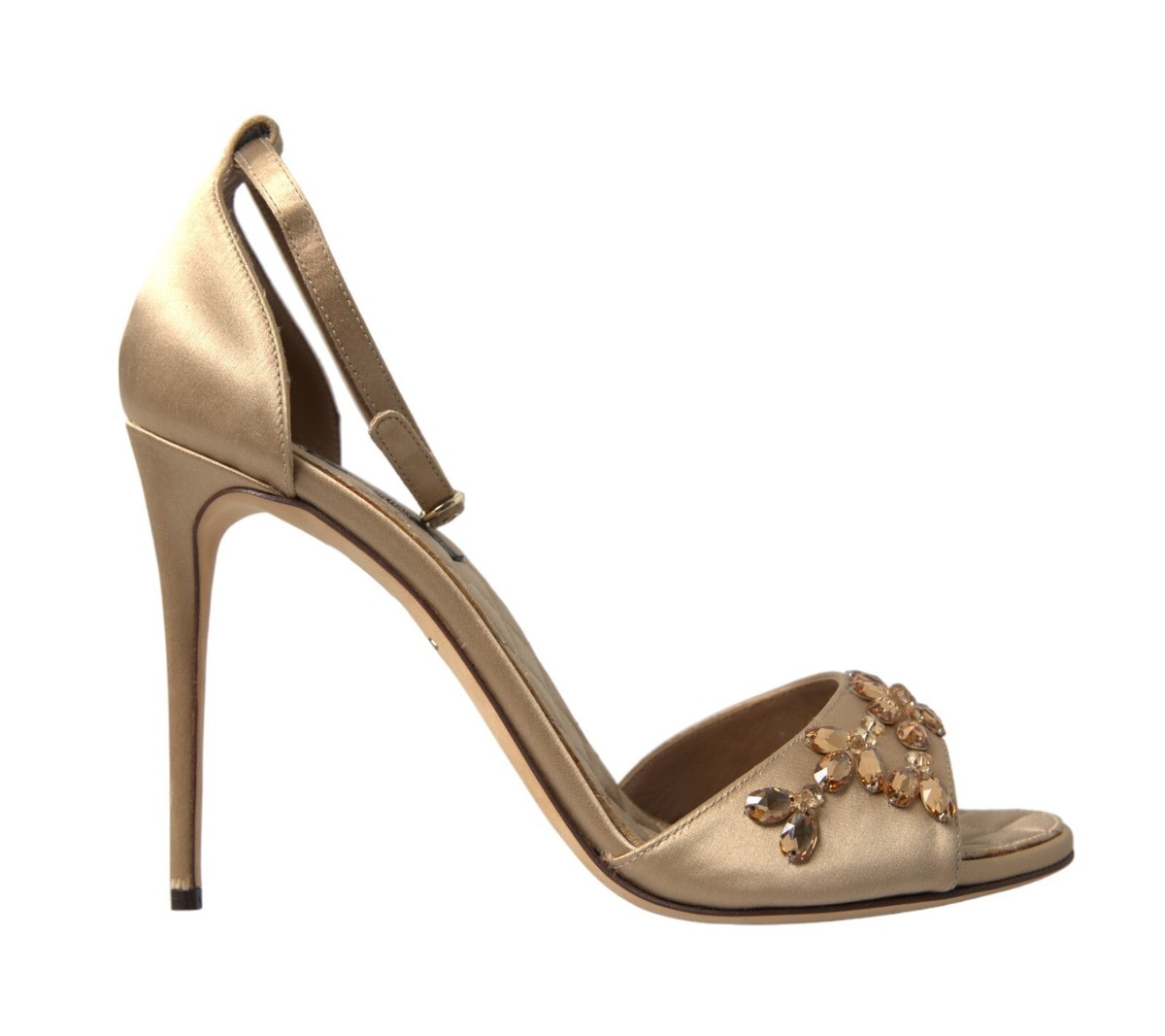Dolce & Gabbana★素敵！Silk Heeled Ankle Strap Sandal DOLCE & GABBANA Shoes Sandals Gold Satin Ankle Strap Crystal