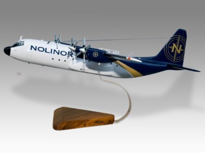 Lockheed L-100-30 Hercules Nolinor Desk Wood Airplane Model Small Scale 1/130