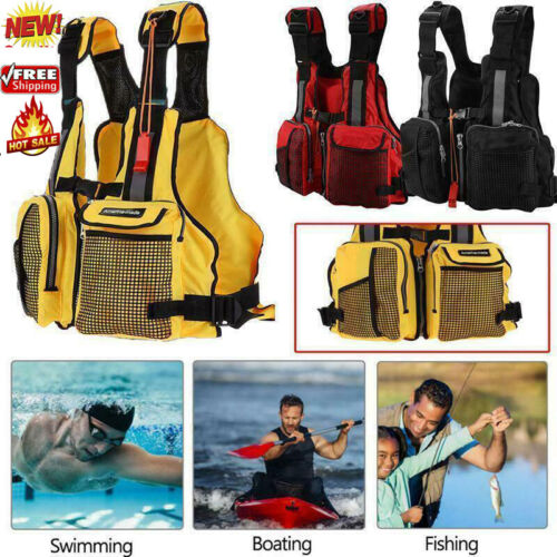 Adult Fishing Life Jacket Reflective Buoyancy Aid Sailing Kayak Vest Preserver - Picture 1 of 19