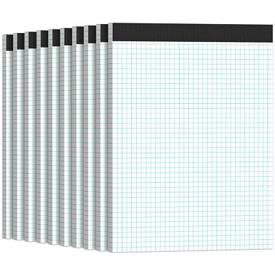 10 Pack Graph Papers 8-1/2 x 11-3/4 Quadrille Pads 4x4 Blue Quad Rule Noteboo...