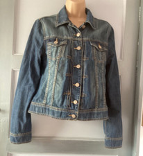 Womans Ladies Mantaray Distressed Denim Short Jacket Size 14