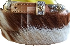 Longhorn HATBAND Natural Brown+White HAIR & Tan LEATHER w/ LONE STAR Buckle Set