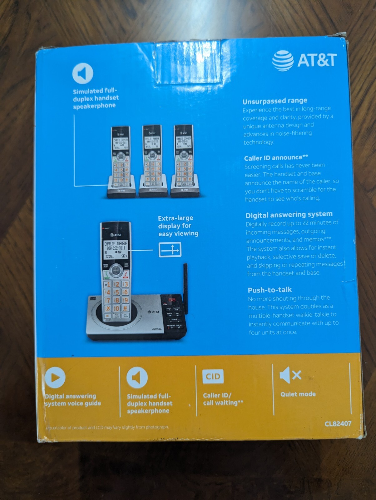 AT&T CL82407 DECT 6.0 4Handset Cordless Phone for Home 4 Handsets