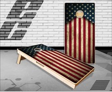 American Flag Rustic Stars Cornhole Boards Bean Bag Toss Game