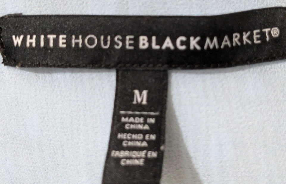 Blusa White House Black Market M pó textura azul bolinhas Swiftie - Imagem 2 de 4