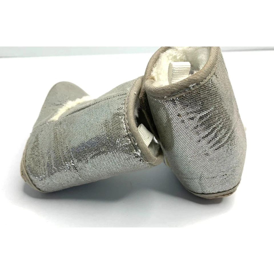 Botas antiguas azul marino para niñas bebé bebé talla 2 3 6 meses plateadas brillantes forradas de piel Ankl Foto 3 de 4