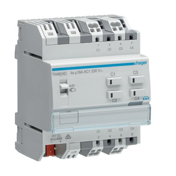 Hager Txa604d Attuatore Per Tendina/persiana Din Montato Su Guida 6 Canali