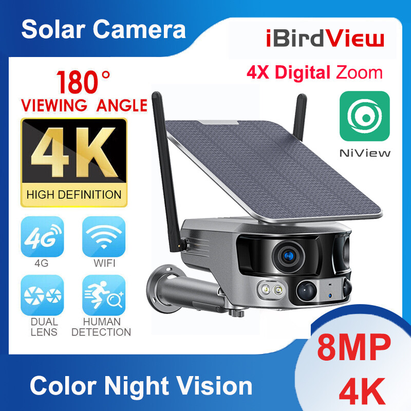 Wireless Outdoor 4MP 360 Degree Security Camera Solar Security Camera ...
