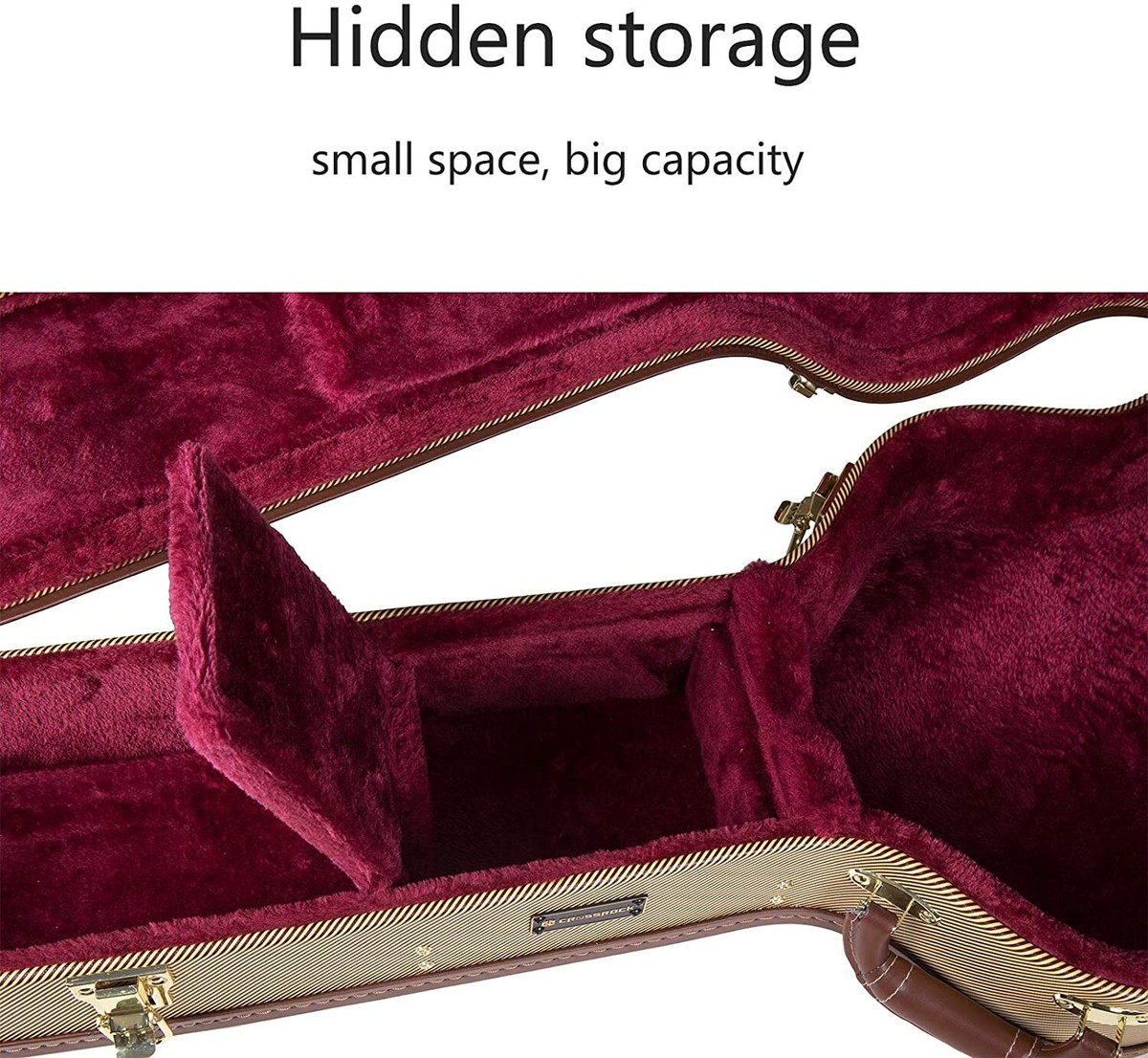 Crossrock Wooden case fits 335 style 6-string semi-hollow electric guitars - stainless steel latches, sponge lining, metal feet, storage space vinyl tweed (CRW620SATW Crossrock Wooden case fits 335 style 6-string semi-hollow electric guitars - stainless steel latches, sponge lining, metal feet, storage space vinyl tweed (CRW620SATW