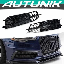 Front Honeycomb Fog Light Lamp Cover Grille Grill For 2012-2015 Audi A6 C7 Sline