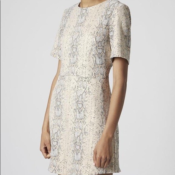 🎄 Topshop Gold Shine Snake Print Mini Trend Shift Dress Christmas 10 38 RRP£68 image 4