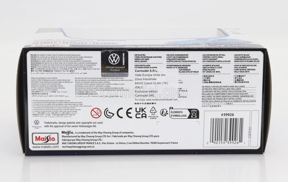 KIT MODELLINO AUTO STATICO MAISTO VOLKSWAGEN BEETLE KAFER MAGGIOLINO 1974 1/24 - Immagine 4 di 4