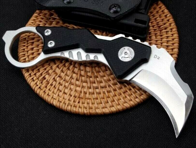 Karambit Claw Knife Fixed Blade Hunting Survival Military D2 Steel G10 Handle S