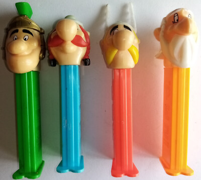 4 PEZ SPENDER-DISPENSER / ASTERIX-OBELIX-MIRACULIX-RÖMER (UDERZO)