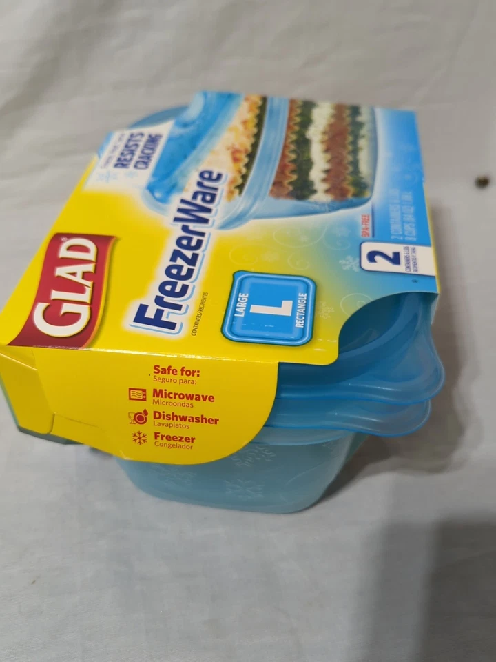 Contenedores de almacenamiento Glad Freezerware rectangulares grandes 2 contenedores con tapas  Foto 2 de 4