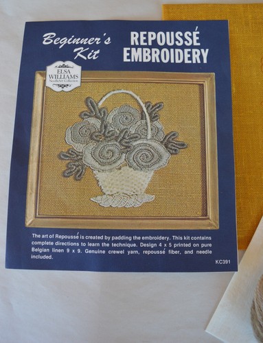 Elsa Williams NeedleArt Beginner Repousse Embroidery Kit KC391 Flowers in Basket - Picture 5 of 8