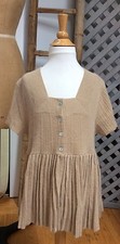 CHARABIA CARDIGAN Sweater Modal ANGORA Wool Blend PLEATED PEPLUM Tan Girls 12A