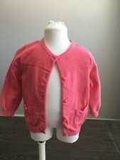 Janie and Jack Girls Size 12 to 18 MOS Coral/Pink Button Down Sweater w/pockets