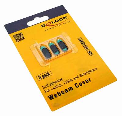3er Pack DeLOCK Webcam Cover Abdeckung | Handy Tablet Laptop | Aluminium schwarz
