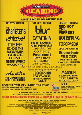 Reading Festival 1999 (Blur, Pavement) Miniature Poster/Magazine Clipping