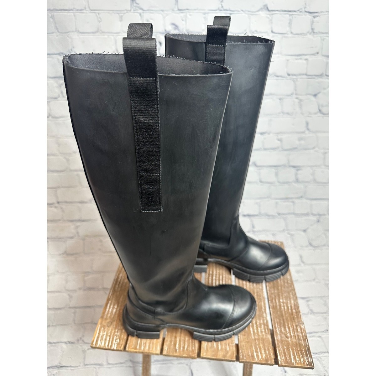 靴 GANNI Recycled Rubber Country Boot GANNI Black Recycled Rubber Country Boots GANNI