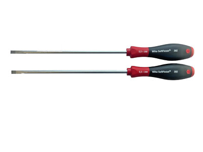 2 Wiha SoftFinish extra lange Schlitz Schraubendreher 5,5 x 200 mm  # 201