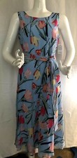 NINE WEST LADIES SPRING BLUE MULTI FLORAL 2 PC DRESS BELT 8 12 14 $89