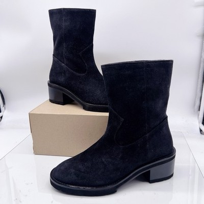 STUART WEITZMAN Boulevard Pull-On Suede Leather Moto Bootie Black US 9 - NEW