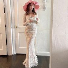 Basic Wedding Dresses Elegant Lace Embroidery Sling Maxi Dres Fashion Sleeveless