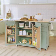 Kitchen Island on Wheels, Kitchen Trolley Storage Islands & Carts with Extendabl
