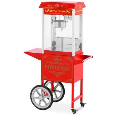 Popcornmaschine mit Wagen Retro-Design 195 / 235 °C rot Popcornmaker Popcorn-Aut