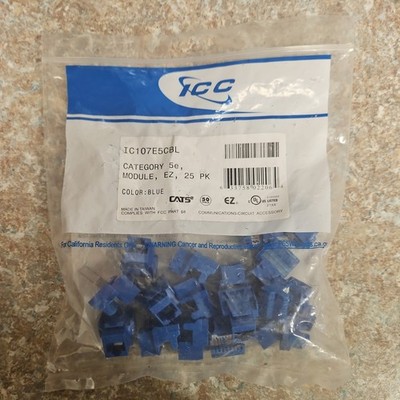 Lot of 17 ICC MODULE CAT 5e Module EZ BLUE IC107E5CBL New 