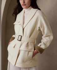 Banana Republic Cream Finola Boucle Jacket Wool Blend Quilted Lining 300 SZ XS