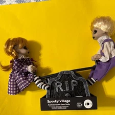 Spooky Village Animated See Saw Dolls LED Lights, Movement, Plays Music - NEW!