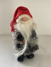 Vintage Swedish Folk Art Wood Santa Elf Tomte Gnome Christmas Figurine Handmade