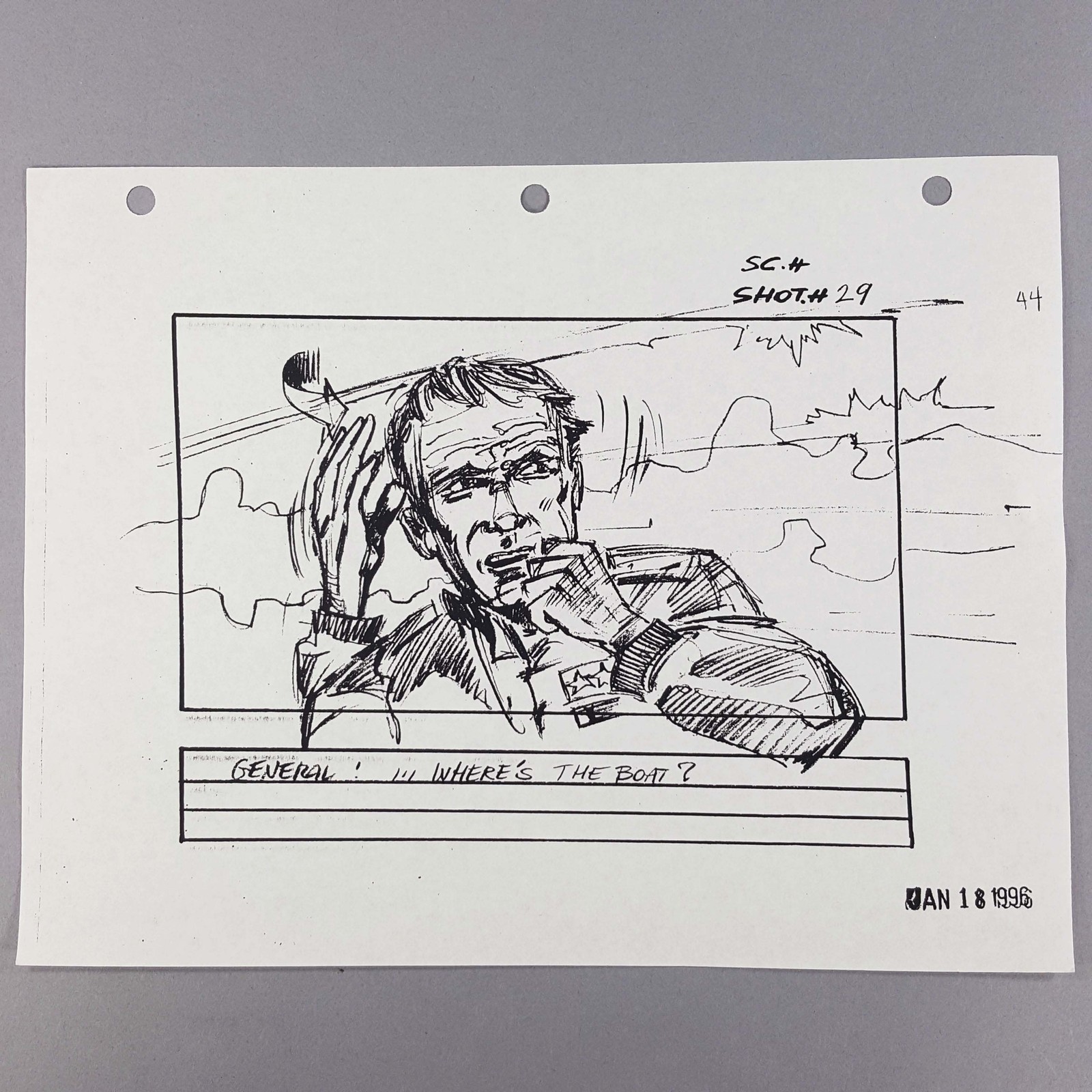 Starship Troopers Storyboard General Owen Asks "Where's The Boat?" Prop COA