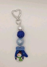 Bag Charm Purse Charm Keychain Mitten Christmas Winter Beaded Keyring Handmade