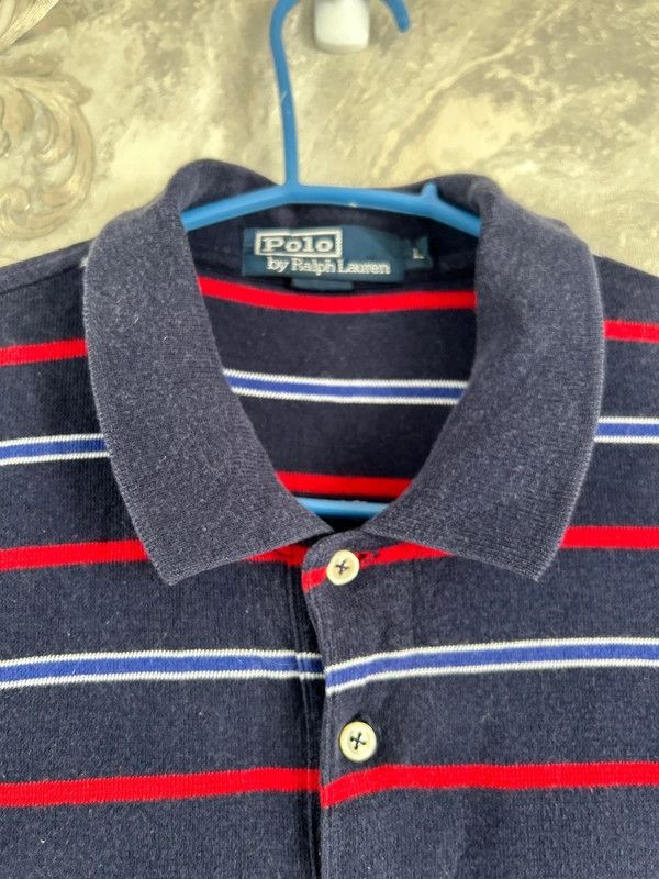Polo uomo Ralph Lauren polo t shirt a righe cotone grande blu pony