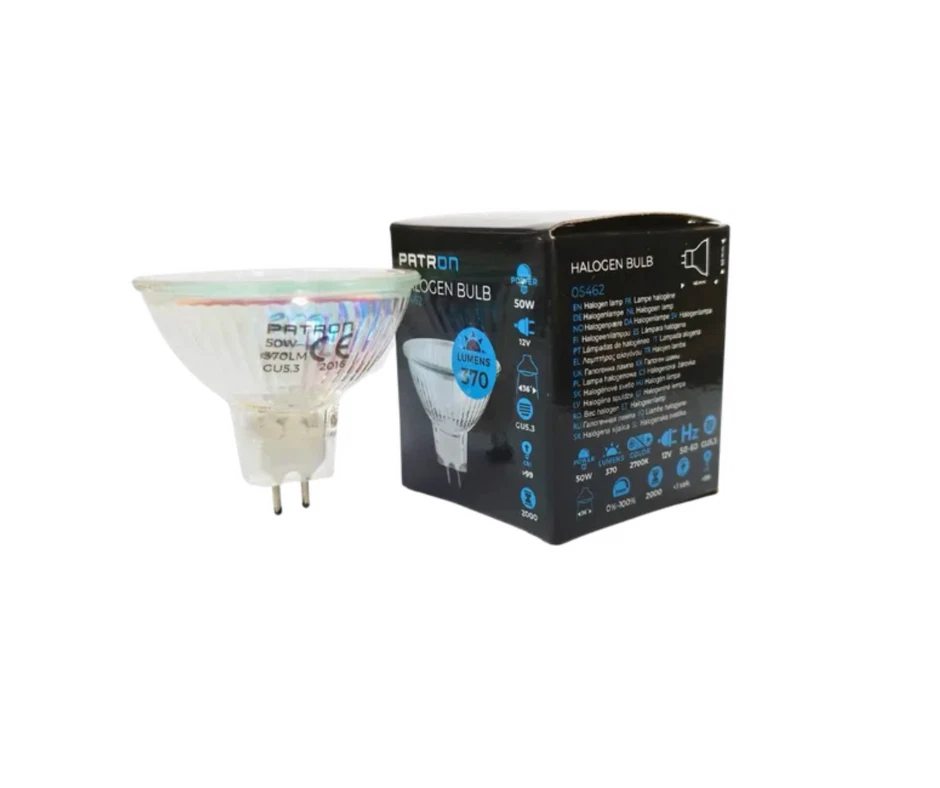 Patron GU5.3 Halogen Bulb – 4 Pack – 50W 12V 2 Pin 370 Lumens – Long Life 2000h - Image 4 of 4