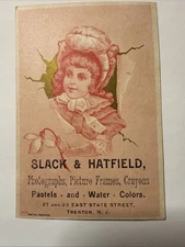 Victorian trade card Slack & Hatfield Photographs, Picture Frames Trenton NJ C8