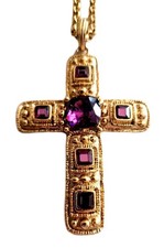 Rare CRAFT Designer Necklace with heavy gold tone chain C. 1980s