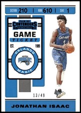 2019-20 Panini Contenders #49 Jonathan Isaac Game Ticket Purple #/49