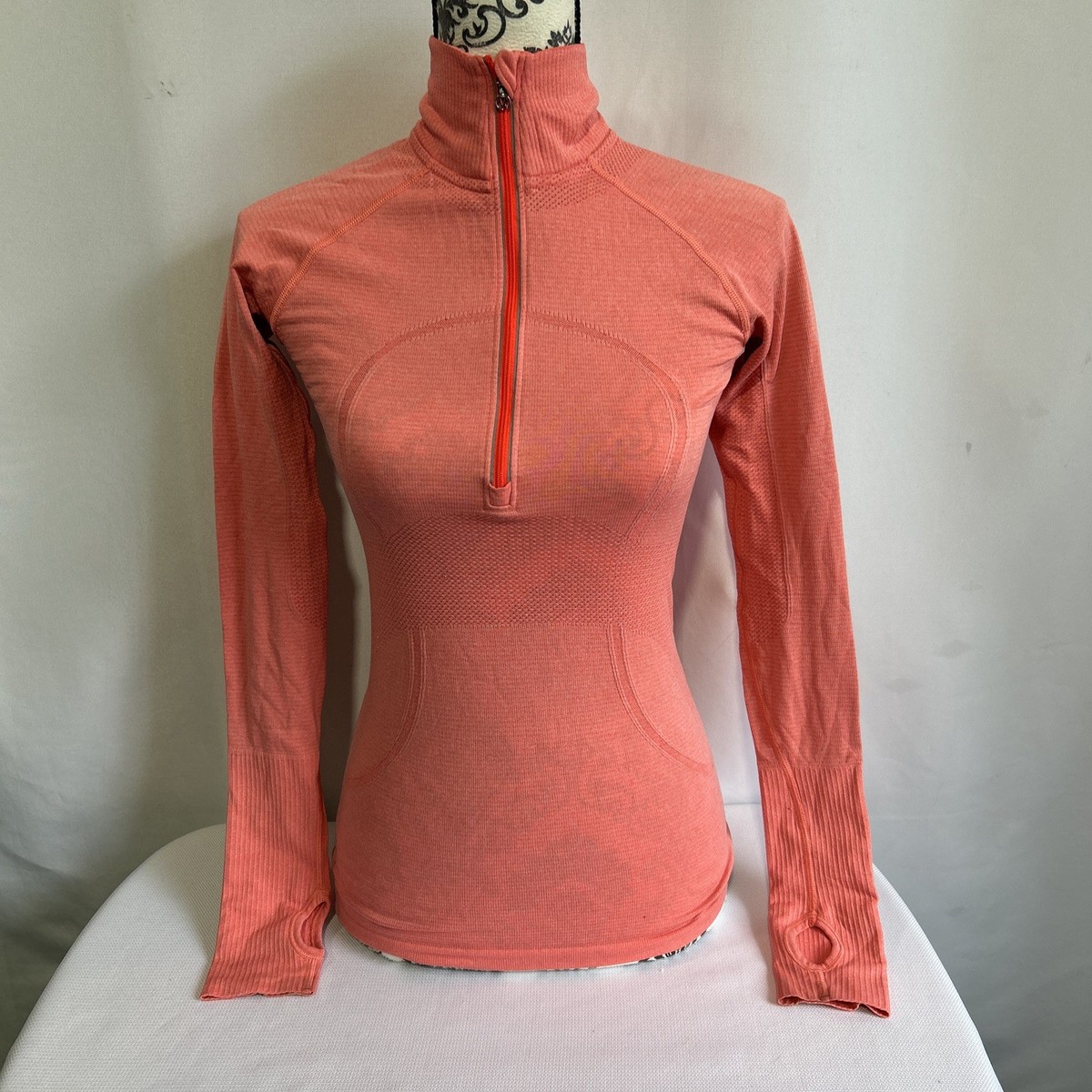 Lululemon Swiftly 1/4 Zip Pullover Women's Sz 6 Long Sleeve Orange