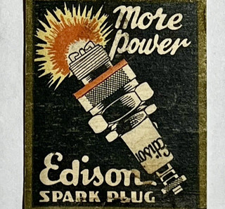 NEW BEDFORD MA 1930'S EDISON SPARK PLUG JOHNSON & MOREAU WILLIAM STREET