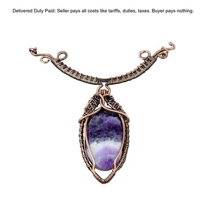 Natural Chevron Amethyst No Stone Copper Chain Wire Wrapped New Necklace Jewelry