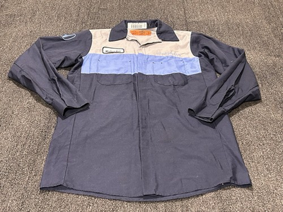 #ad VTG Red Kap Shirt Mens Medium Blue Embroidered HONDA Work MECHANIC Long Sleeve $39.99