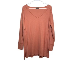 Wonderly Blouse Women's Medium Thermal V-Neck Causal Solid Shirt Top Tunic