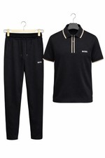 BOSS Men  s Black Tracksuit Set Jogger Pants  Track Jacket Logo Drawstring 2xl