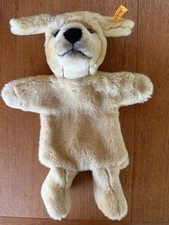 Steiff Mohair Puppy Dog Hand Puppet w Button/Tag-RARE