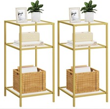 3-Tier Side Tables Set of 2, End Tables with Tempered Glass, Nightstands